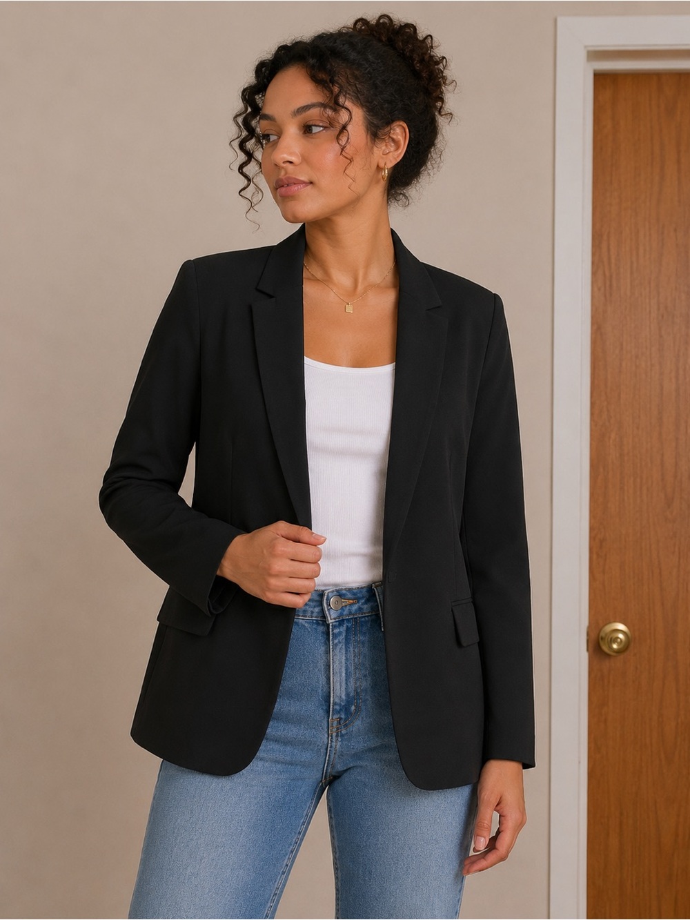 H&M Black Open Front Longline Blazer Women’s Size: 4